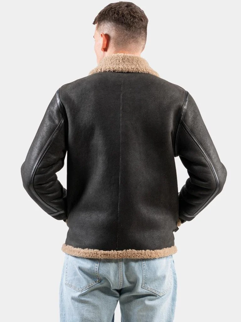 Back view of Women Black Collarless Leather Jacket showcasing back yoke and vertical spine seams