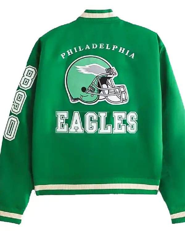 Abercrombie & Fitch Philadelphia Eagles Green Bomber Varsity Jacket - Image 2