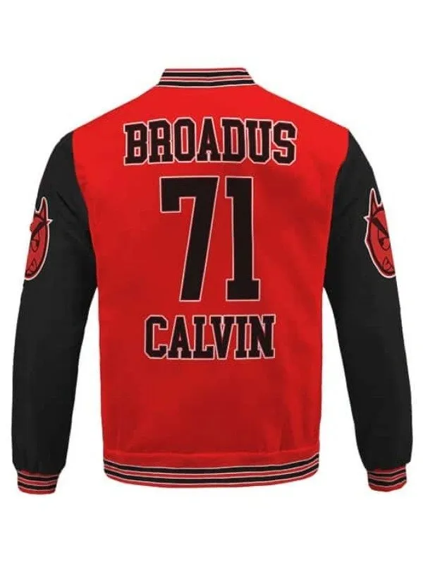 Broadus Calvin 1971 Snoop Dogg Red and Black Varsity Bomber Jacket - Image 2