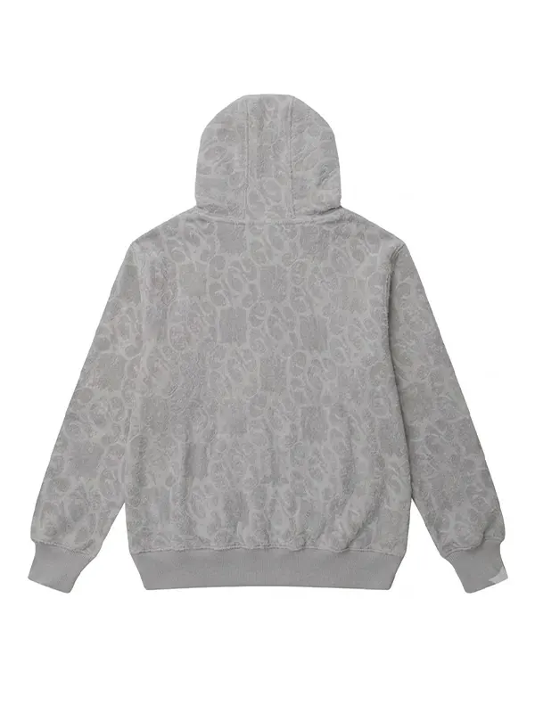 Geedup Jacquard Monogram Plush Fleece Hoodie - Grey - Image 2