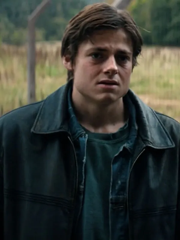 Front view of Louis Ashbourne Serkis 2026 Movie 28 Years Later The Bone Temple Tom Leather Jacket