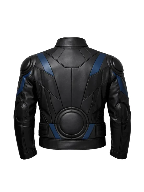 Mens Cyberpunk Urban Biker Black Leather Jacket - Image 2