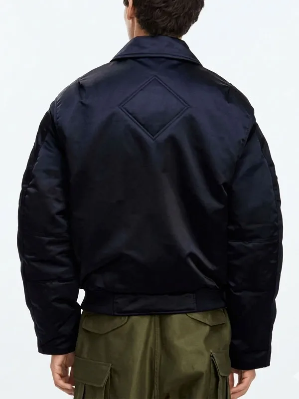 Back view of the Andrew Koji blue jacket from Street Fighter