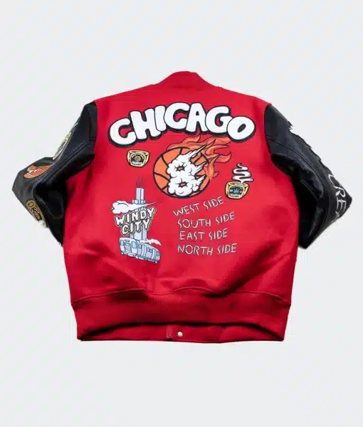 The Chi Chicago Windy City Red Varsity Letterman Jacket - Image 2