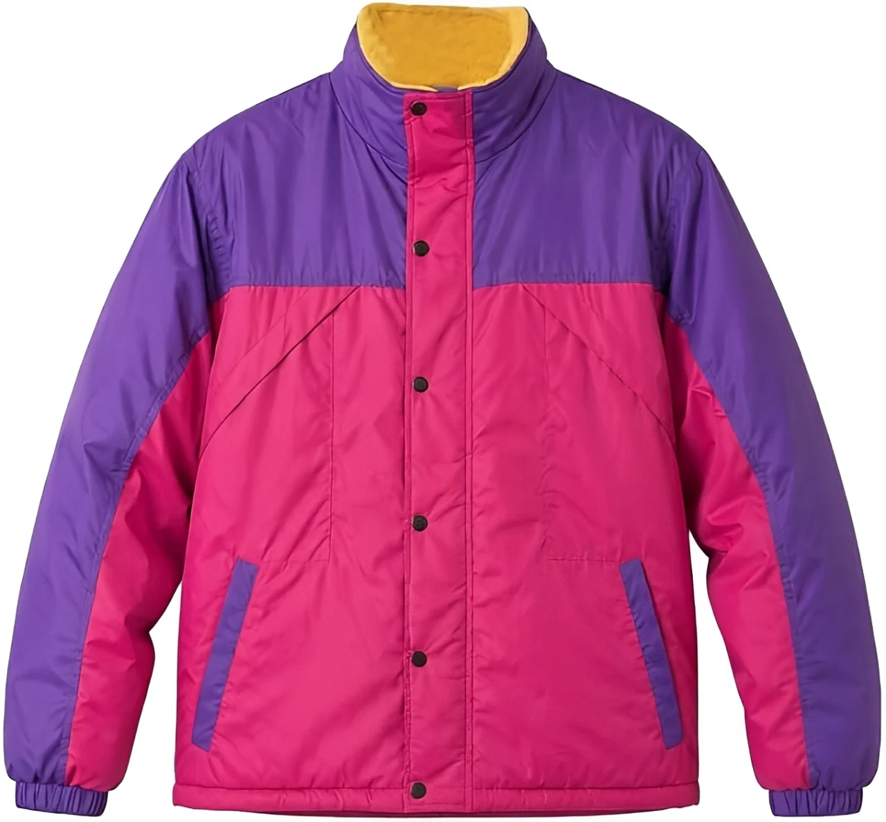 men's colorblock insulated jacket front view snap closure