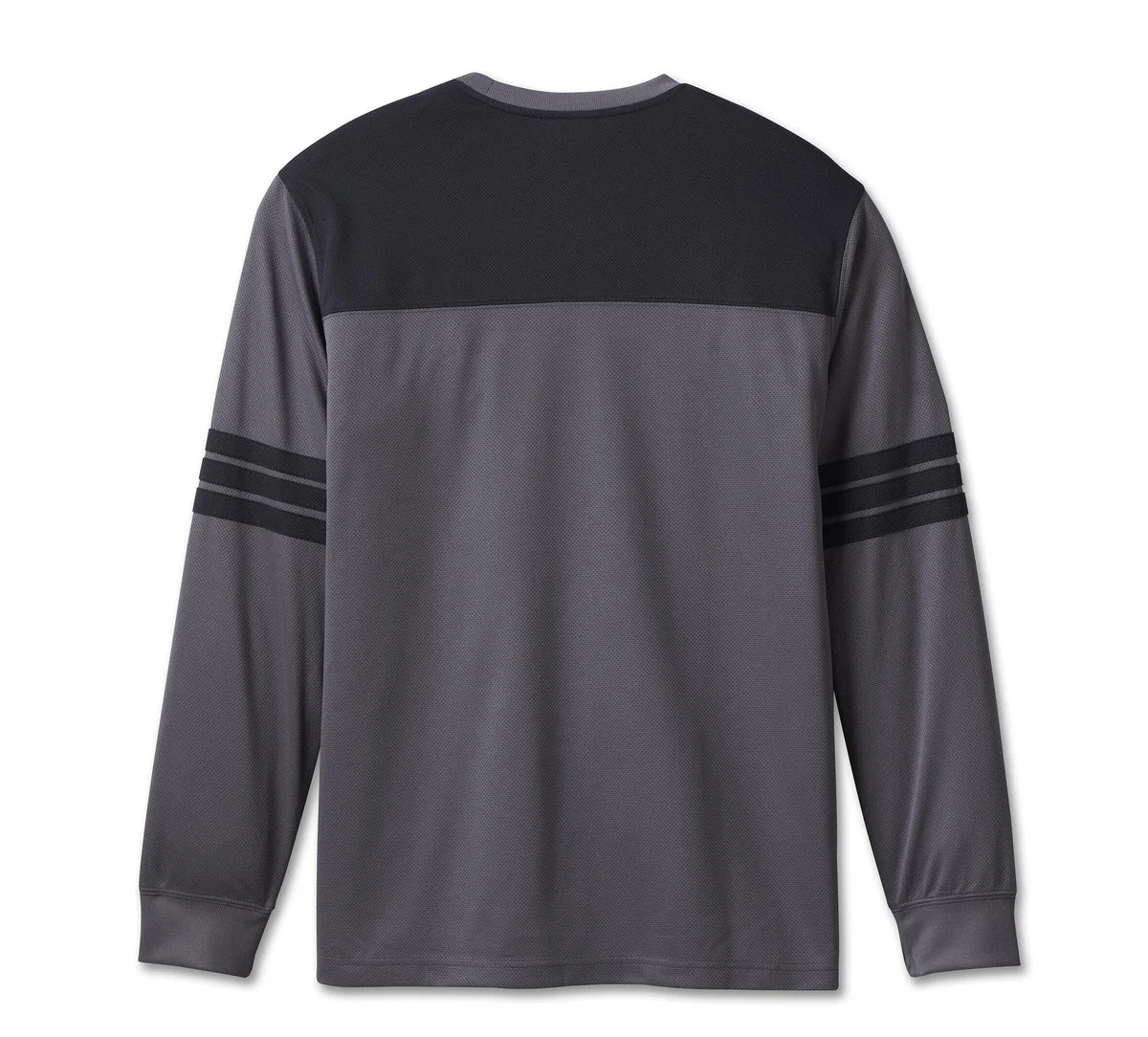 Studio back view of Mens Harley Davidson Charcoal Racing Division Long Sleeve Jersey