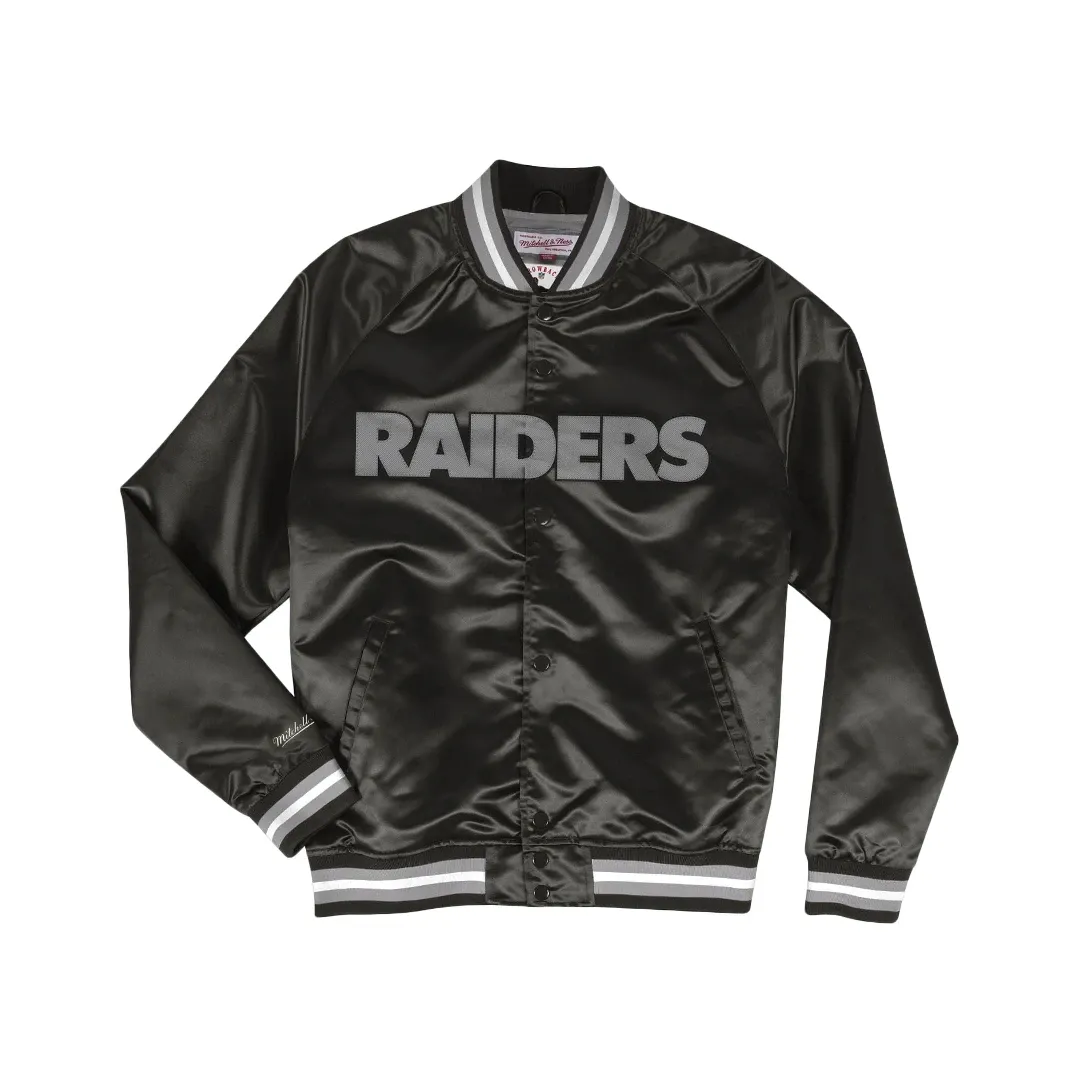 Las Vegas Raiders Mitchell & Ness Black Satin Varsity Jacket