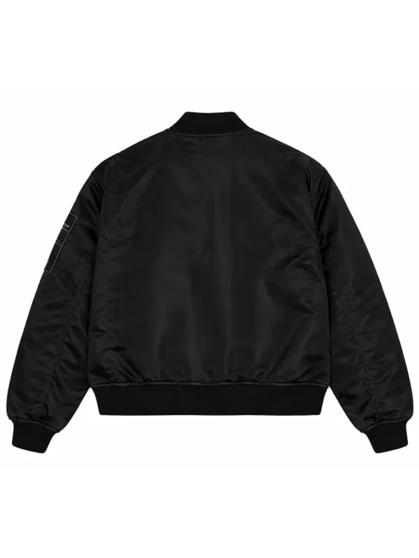 Men's Black Contrast Stitching MA-1 Bomber Jacket - Image 2