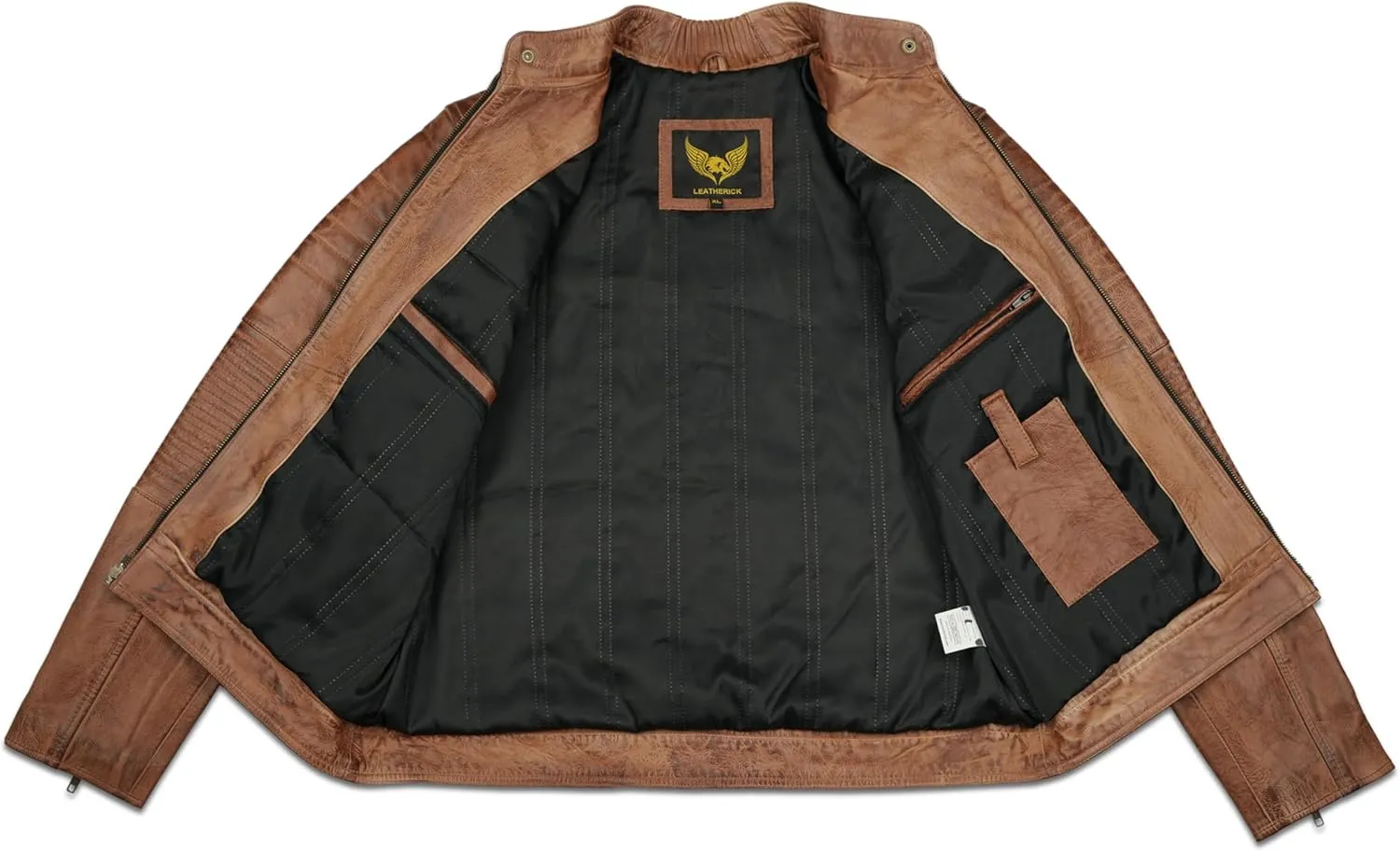 Men's Waxed Sheepskin Elegant Brown Leather Jacket - Image 3