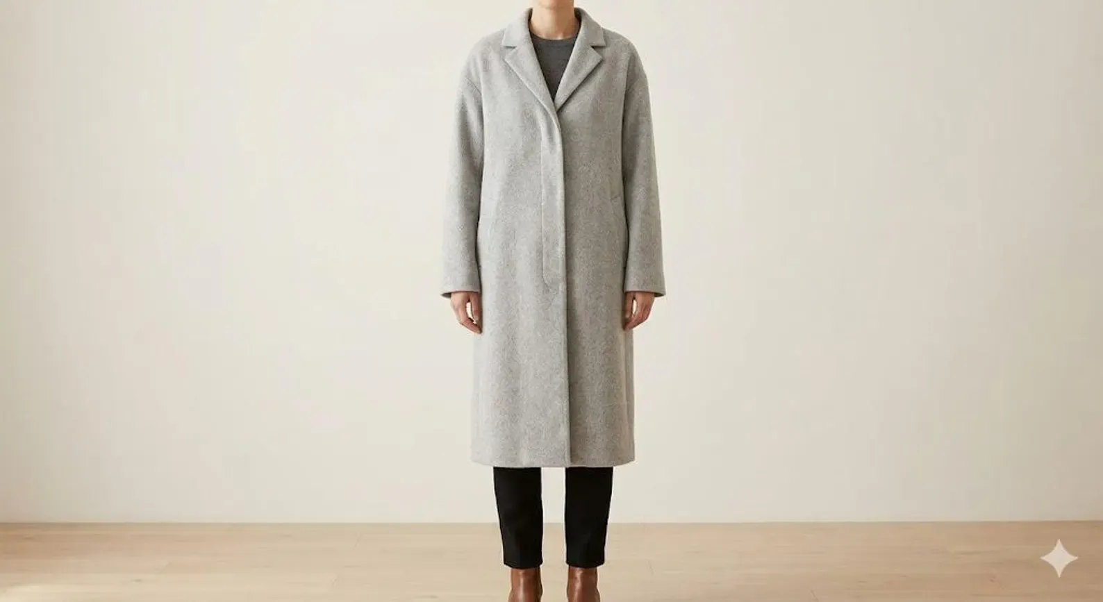 Women's wool-blend oversized coat, light grey, front view